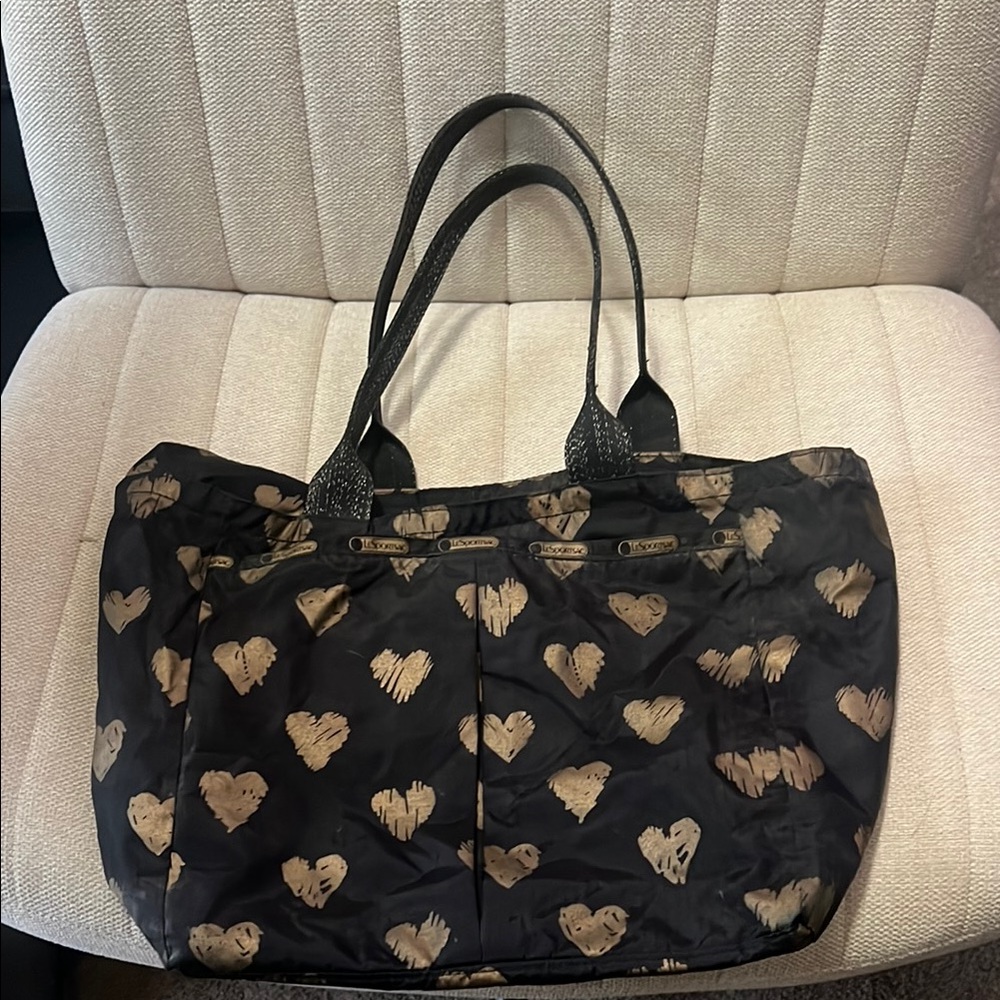 Black Heart Pattern Tote Bag